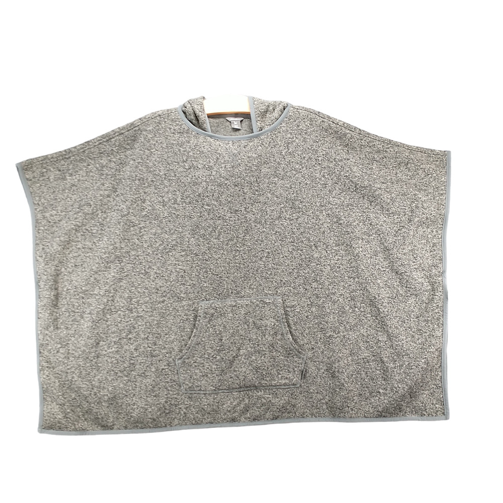 Eddie Bauer Women's Knit Hoodie Poncho Sweatshirt Gray M/L Pocket Polyester